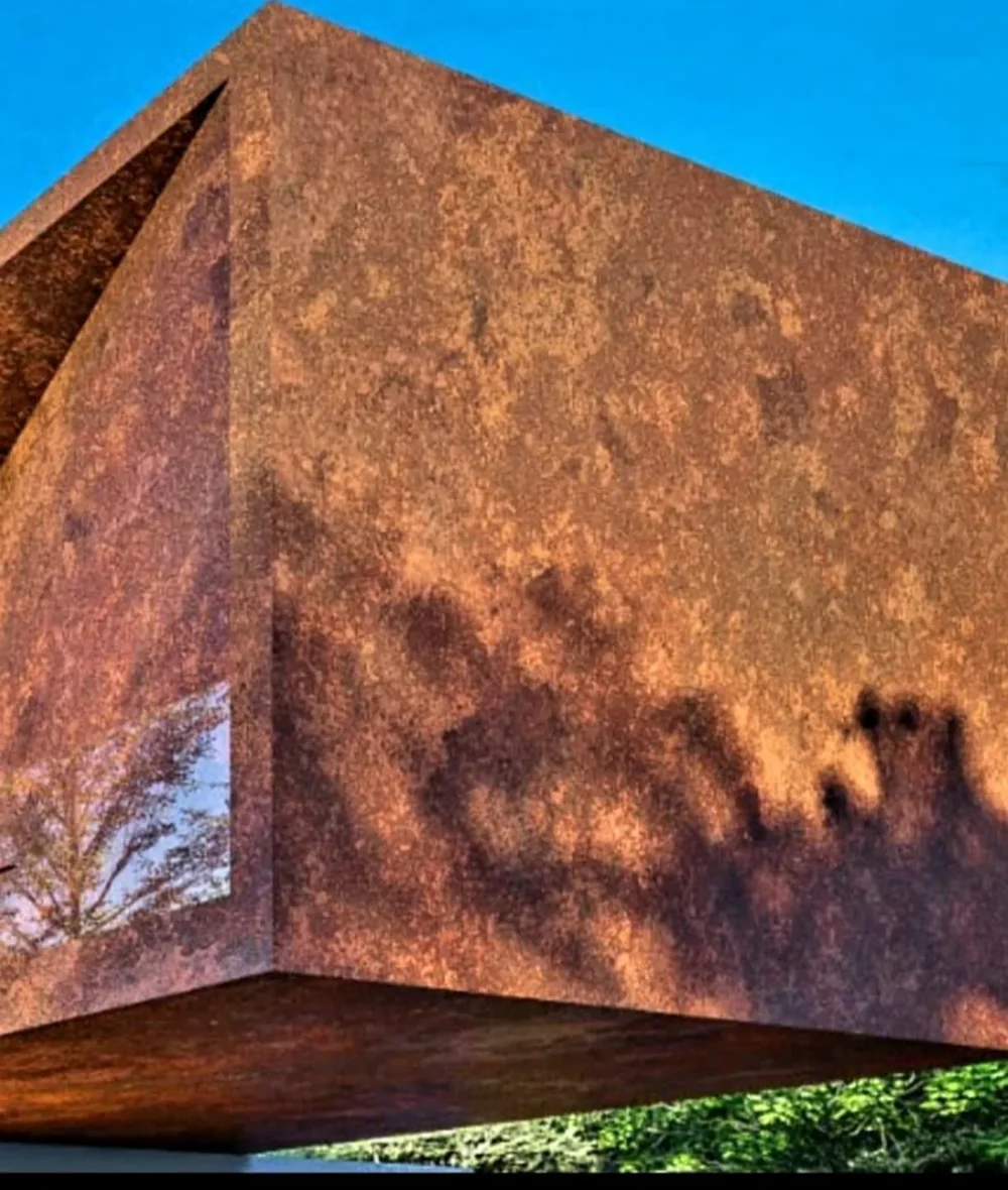 Corten Steel and Rustic Panels in an interior
