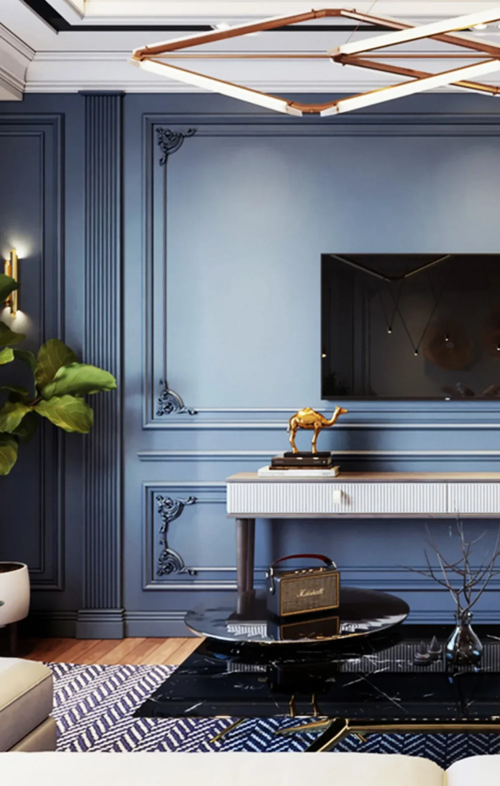 Wall and Corner Mouldings in an interior