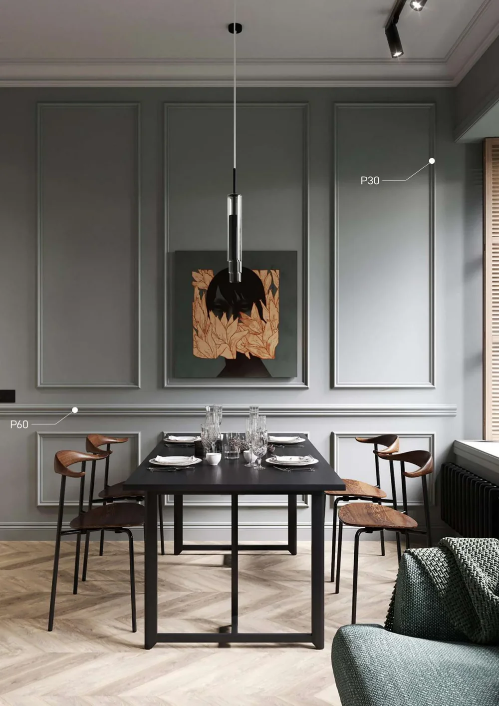 Wall and Corner Mouldings in an interior